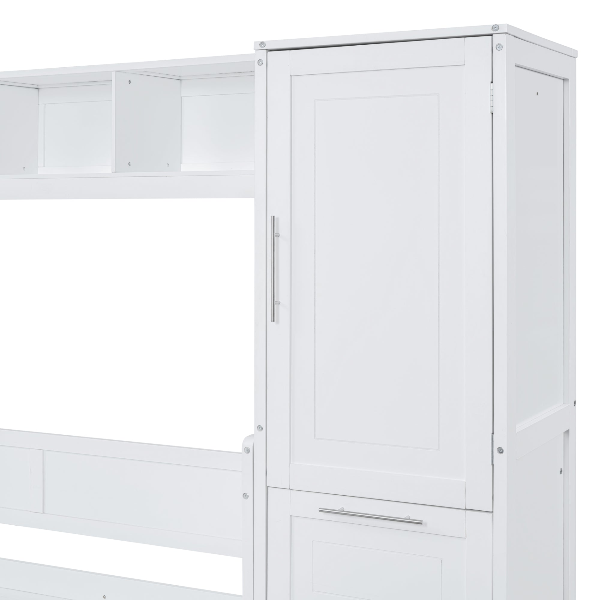 Queen size Murphy wall bed by Start2Finish with built-in closet and drawers, modern space-saving design in a contemporary room setting.