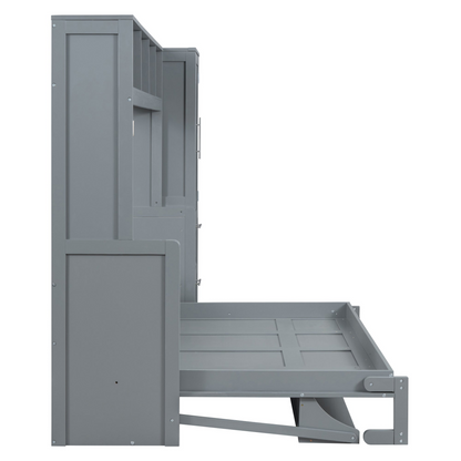Start2Finish queen size Murphy wall bed with built-in closet and drawers, modern space-saving bedroom furniture unit