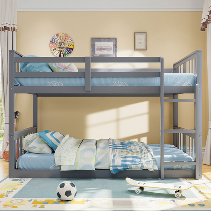 Start2Finish twin over twin bunk bed with ladder, modern space-saving furniture featuring durable construction and clean design.