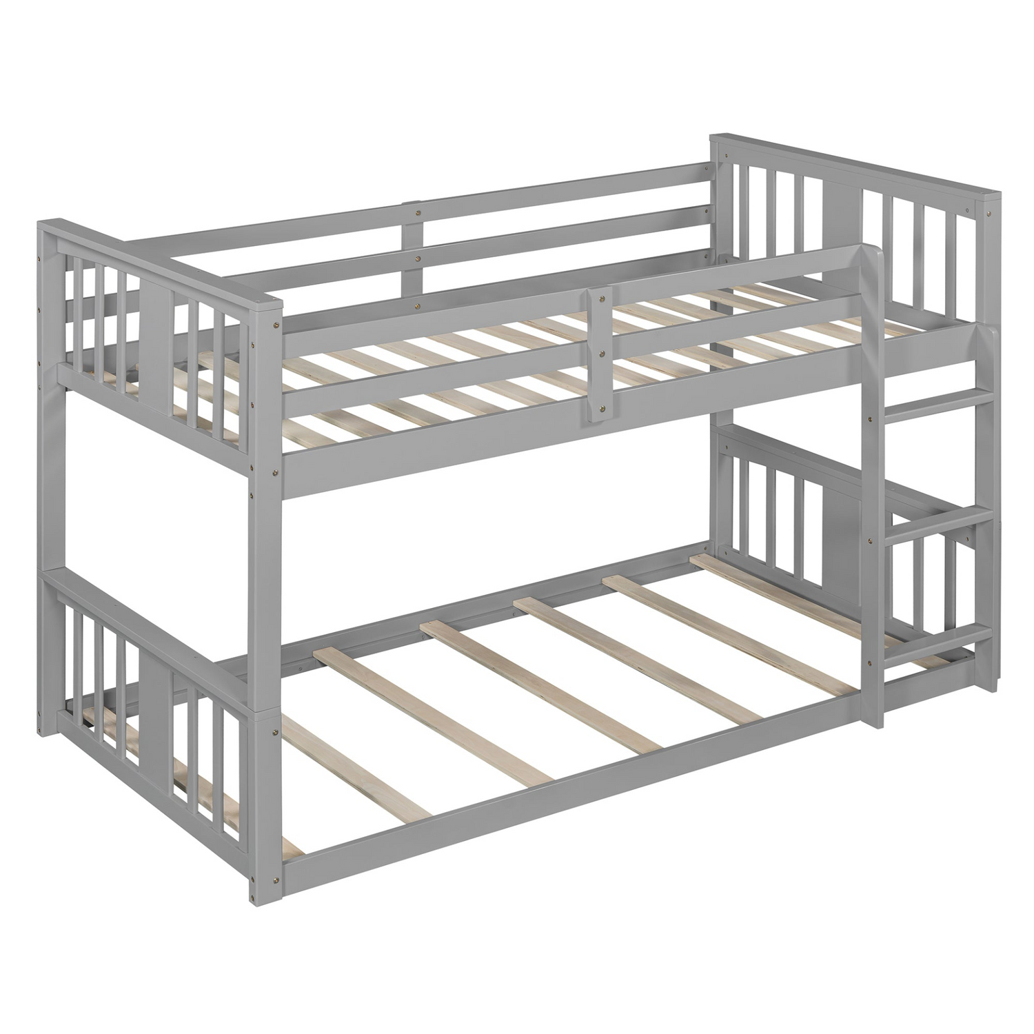 Start2Finish twin over twin bunk bed with ladder, space-saving modern design and durable construction, shown in a cozy bedroom setting.