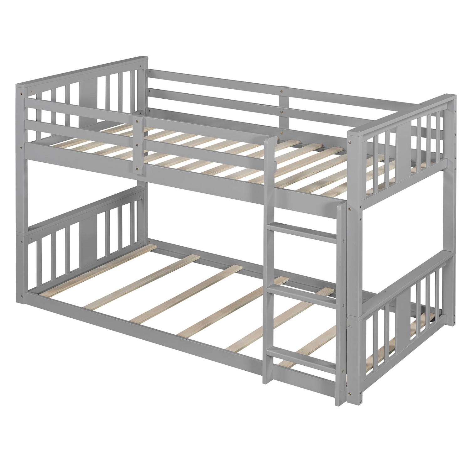 Start2Finish twin over twin bunk bed with ladder, featuring a modern space-saving design and durable construction in a furniture setting.