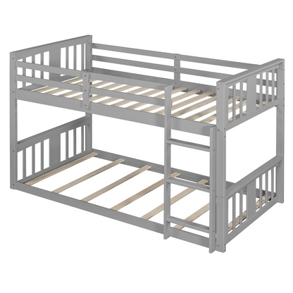 Start2Finish twin over twin bunk bed with ladder, featuring a modern space-saving design and durable construction in a furniture setting.