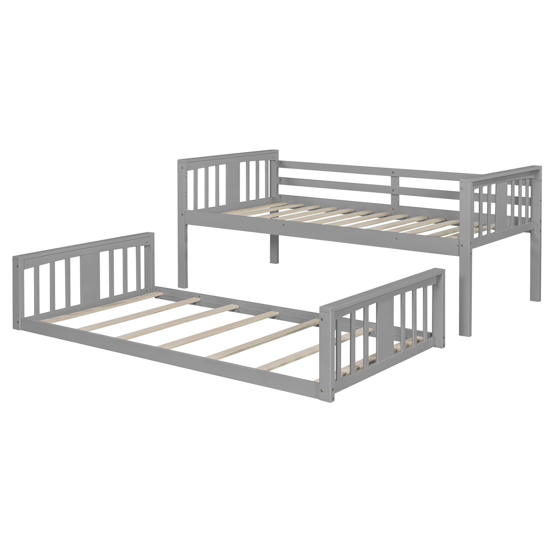 Start2Finish twin over twin bunk bed with ladder, featuring a modern space-saving design and durable construction in a bedroom setting.
