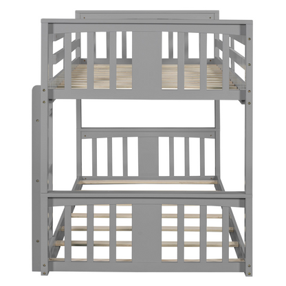 Start2Finish twin over twin bunk bed with ladder, space-saving modern design and durable construction, shown in a bedroom setting.