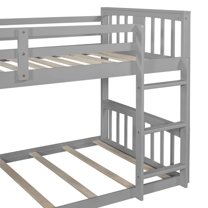 Start2Finish twin over twin bunk bed with ladder, space-saving modern furniture design, showcasing durable construction and sleek style.