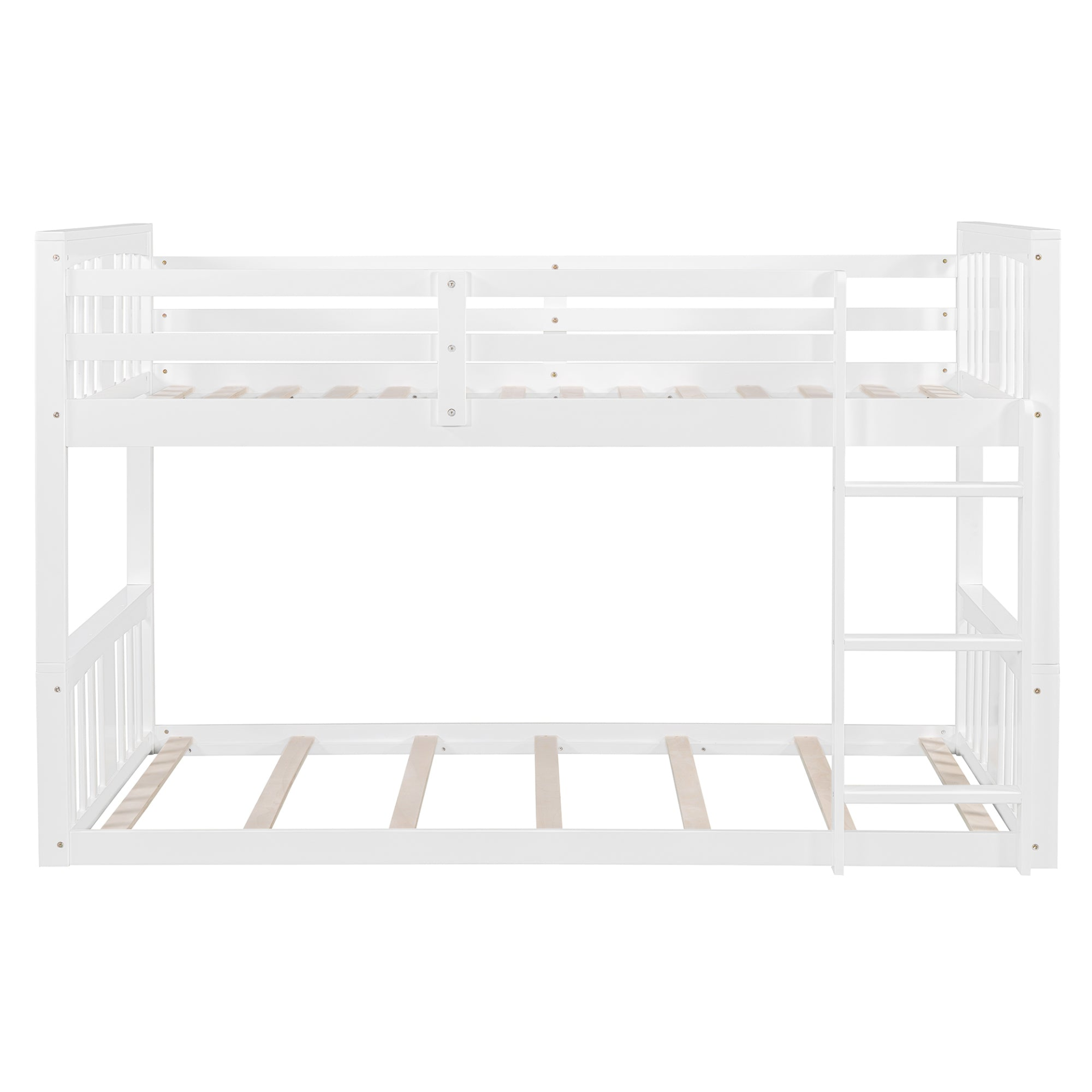 Start2Finish twin over twin bunk bed with ladder, space-saving modern furniture design, featuring durable construction.