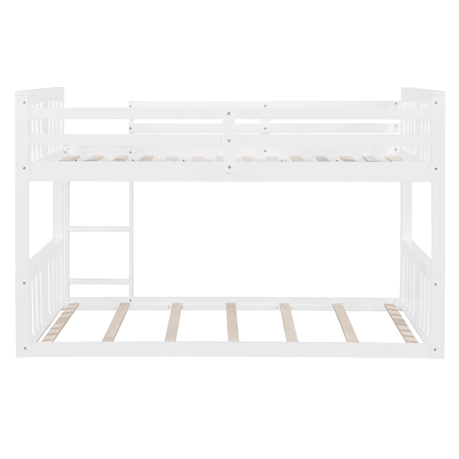 Start2Finish twin over twin bunk bed with ladder, modern space-saving design and durable construction, shown in a bedroom setting.