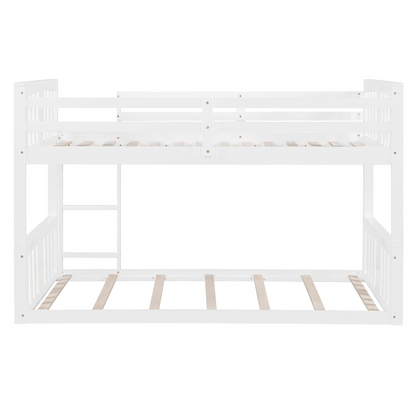 Start2Finish twin over twin bunk bed with ladder, modern space-saving design and durable construction, shown in a bedroom setting.