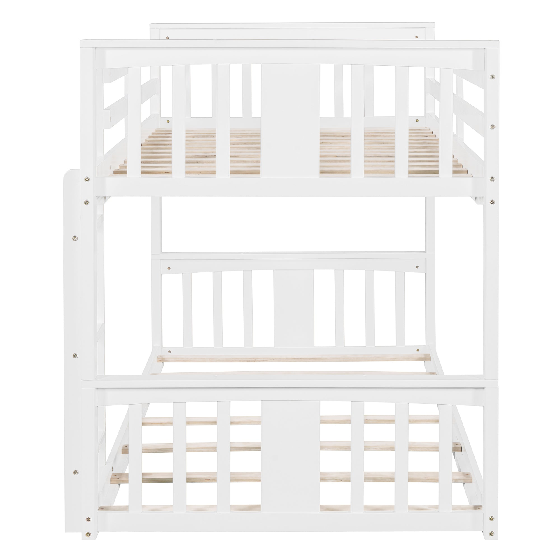 Start2Finish twin over twin bunk bed with ladder, featuring a space-saving modern design and durable construction, shown in a bedroom setting.