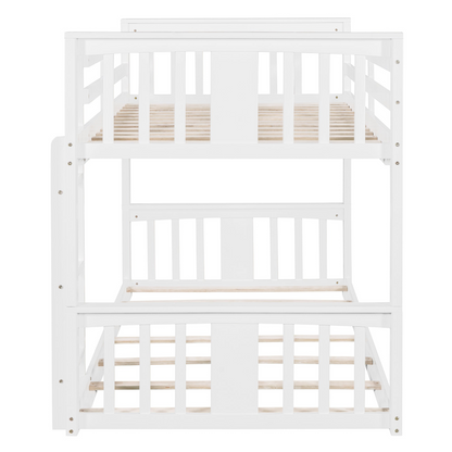 Start2Finish twin over twin bunk bed with ladder, featuring a space-saving modern design and durable construction, shown in a bedroom setting.