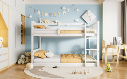 Start2Finish twin over twin bunk bed with ladder, modern space-saving furniture with durable construction and sleek design.