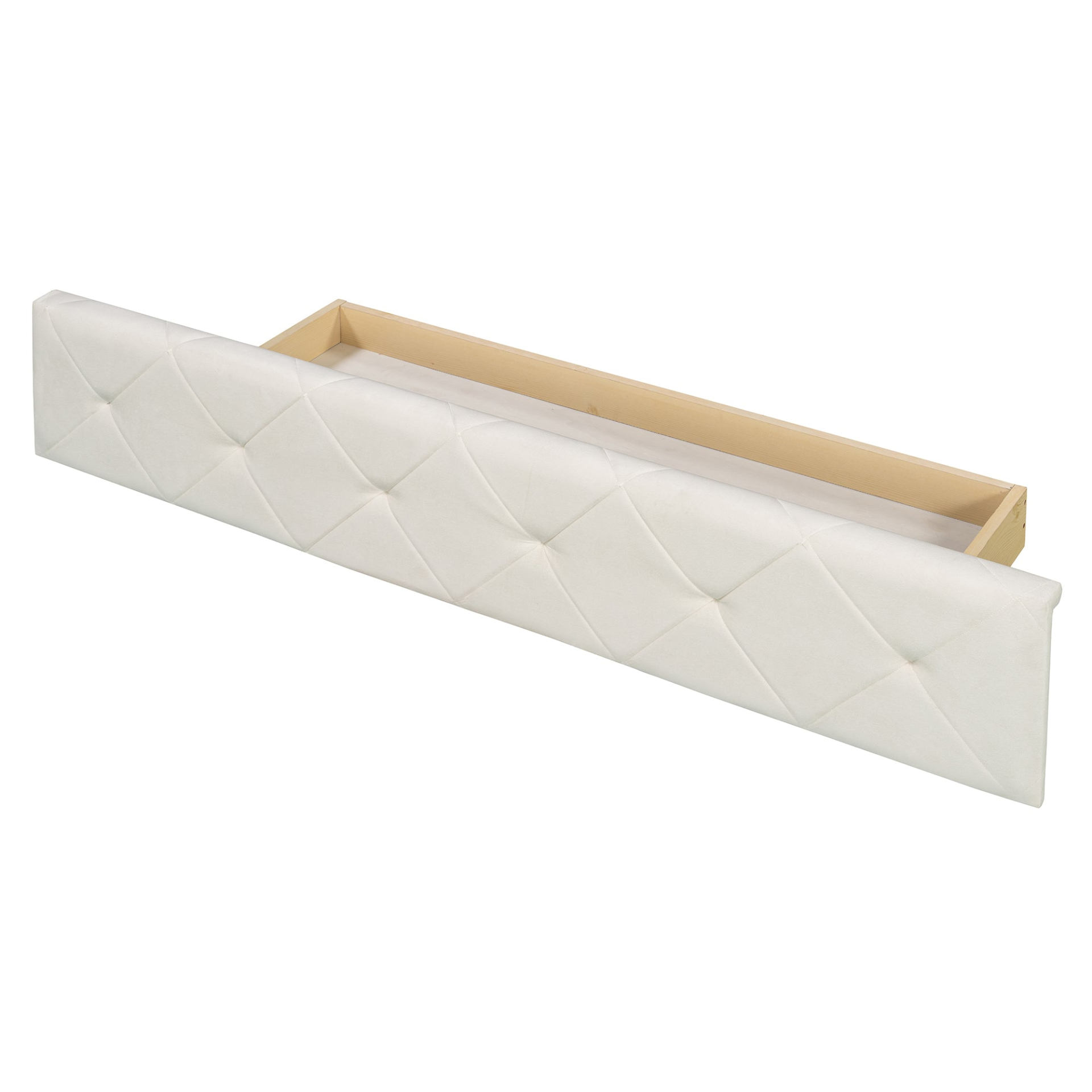 Start2Finish upholstered velvet platform bed with wingback headboard, storage drawer, and side stools, showcasing plush fabric and elegant design.