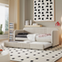 Start2Finish upholstered twin size daybed sofa bed with trundle and wood slat base, showcasing plush fabric and sturdy construction.