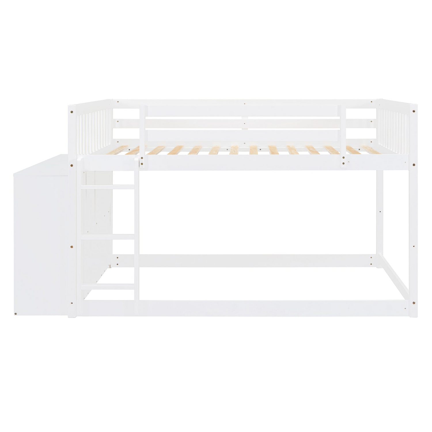 Elegant solid wood bunk bed by Start2Finish with built-in shelves and storage drawers for versatile bedroom organization