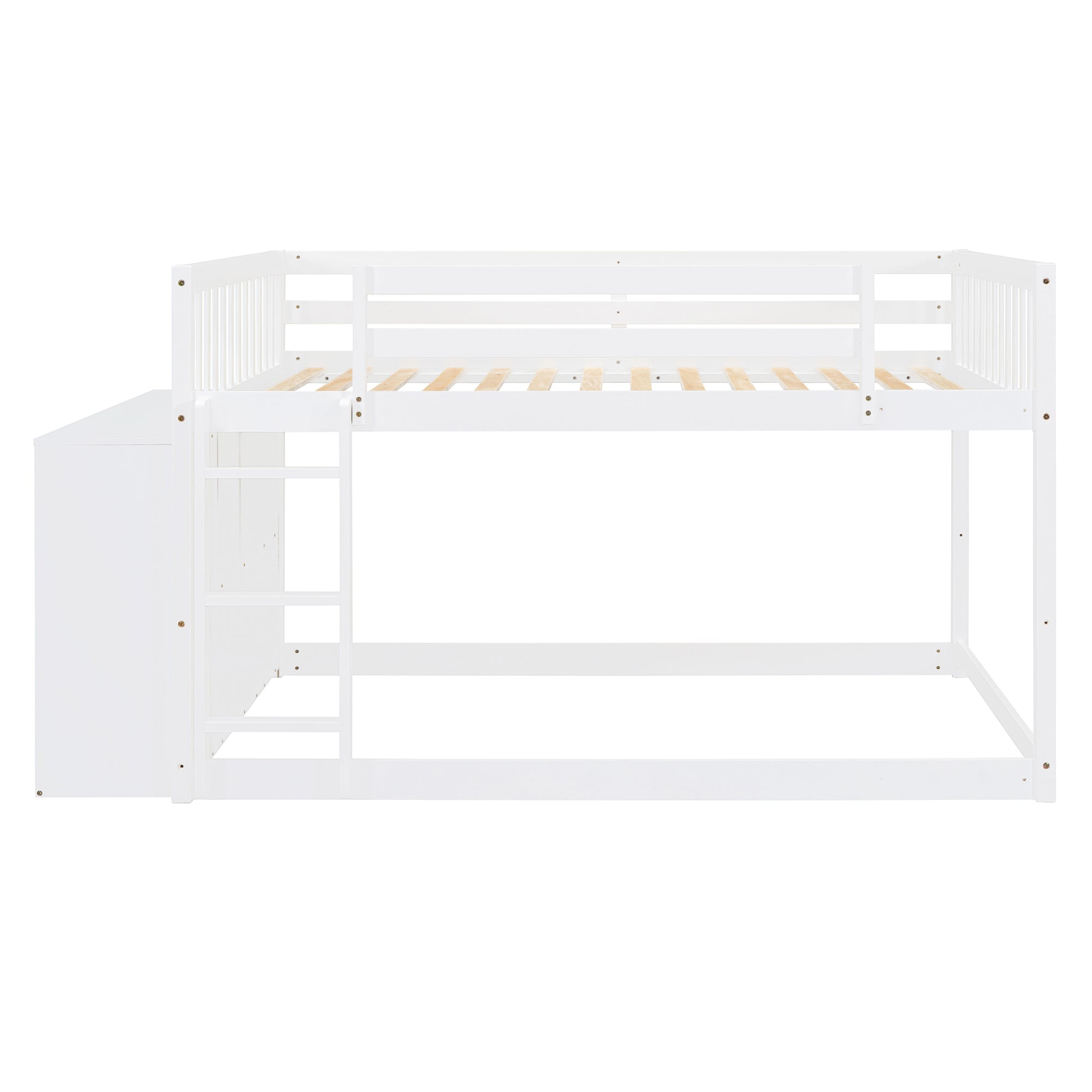 Elegant solid wood bunk bed by Start2Finish with built-in shelves and storage drawers for versatile bedroom organization