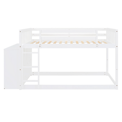 Elegant solid wood bunk bed by Start2Finish with built-in shelves and storage drawers for versatile bedroom organization