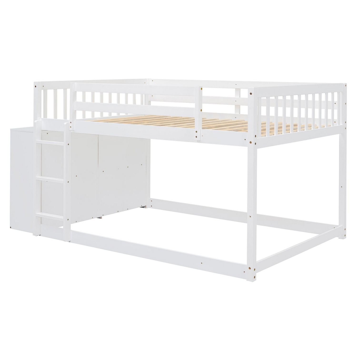 Elegant solid wood bunk bed with built-in shelves and storage drawers, featuring durable furniture design by Start2Finish.