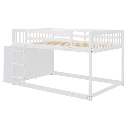 Elegant solid wood bunk bed with built-in shelves and storage drawers, featuring durable furniture design by Start2Finish.