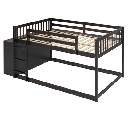 Elegant solid wood bunk bed by Start2Finish with built-in shelves and storage drawers, showcasing a sturdy and stylish furniture piece.