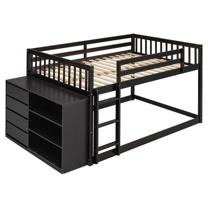 Elegant solid wood bunk bed by Start2Finish with built-in shelves and storage drawers, showcasing a sturdy, stylish furniture piece.