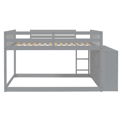 Elegant solid wood bunk bed by Start2Finish with built-in shelves and storage drawers, showcasing sturdy construction and modern design.