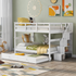 Start2Finish Stairway Full-Over-Full Bunk Bed with Twin Trundle, storage drawers, and guard rails in a bedroom setting