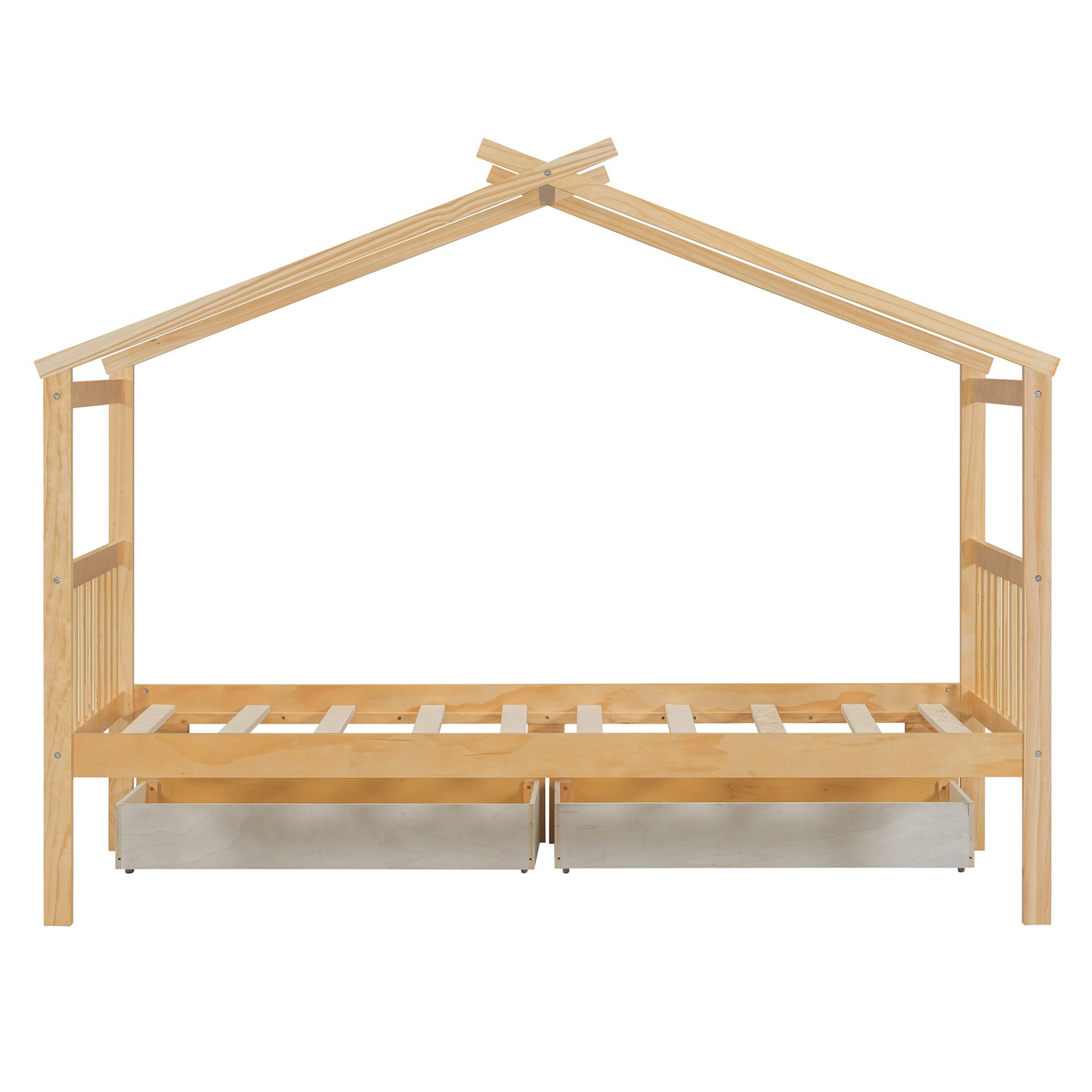 Start2Finish wooden house bed for kids with built-in drawers, solid wood construction, and playful design for children&