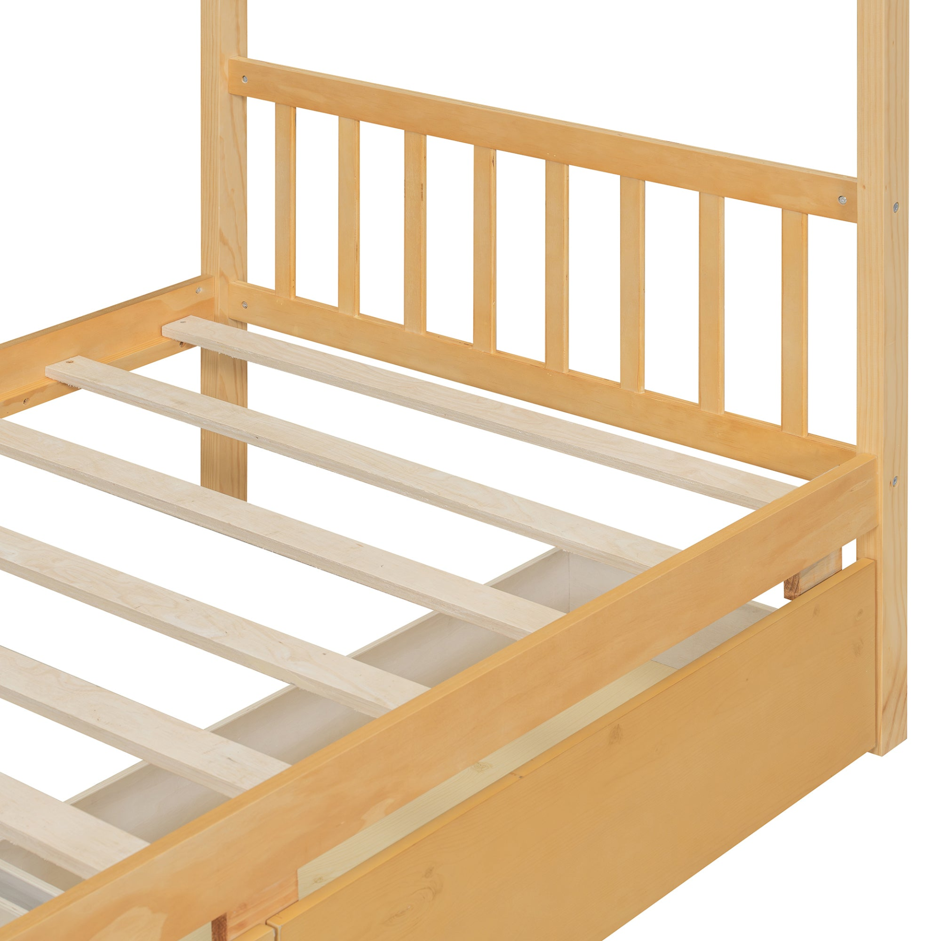 Start2Finish wooden house bed with built-in drawers for kids&