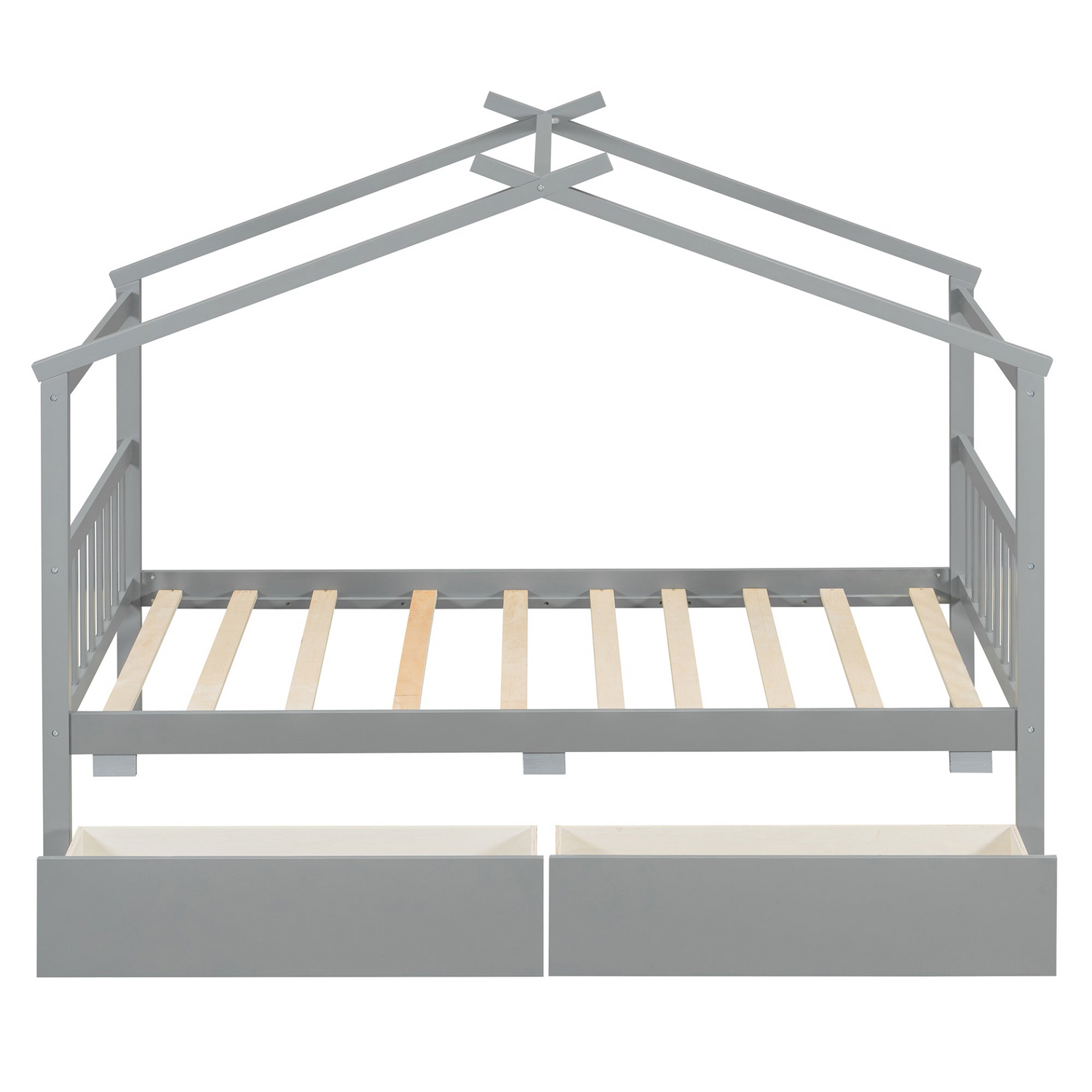 Start2Finish wooden house bed with built-in drawers for kids&