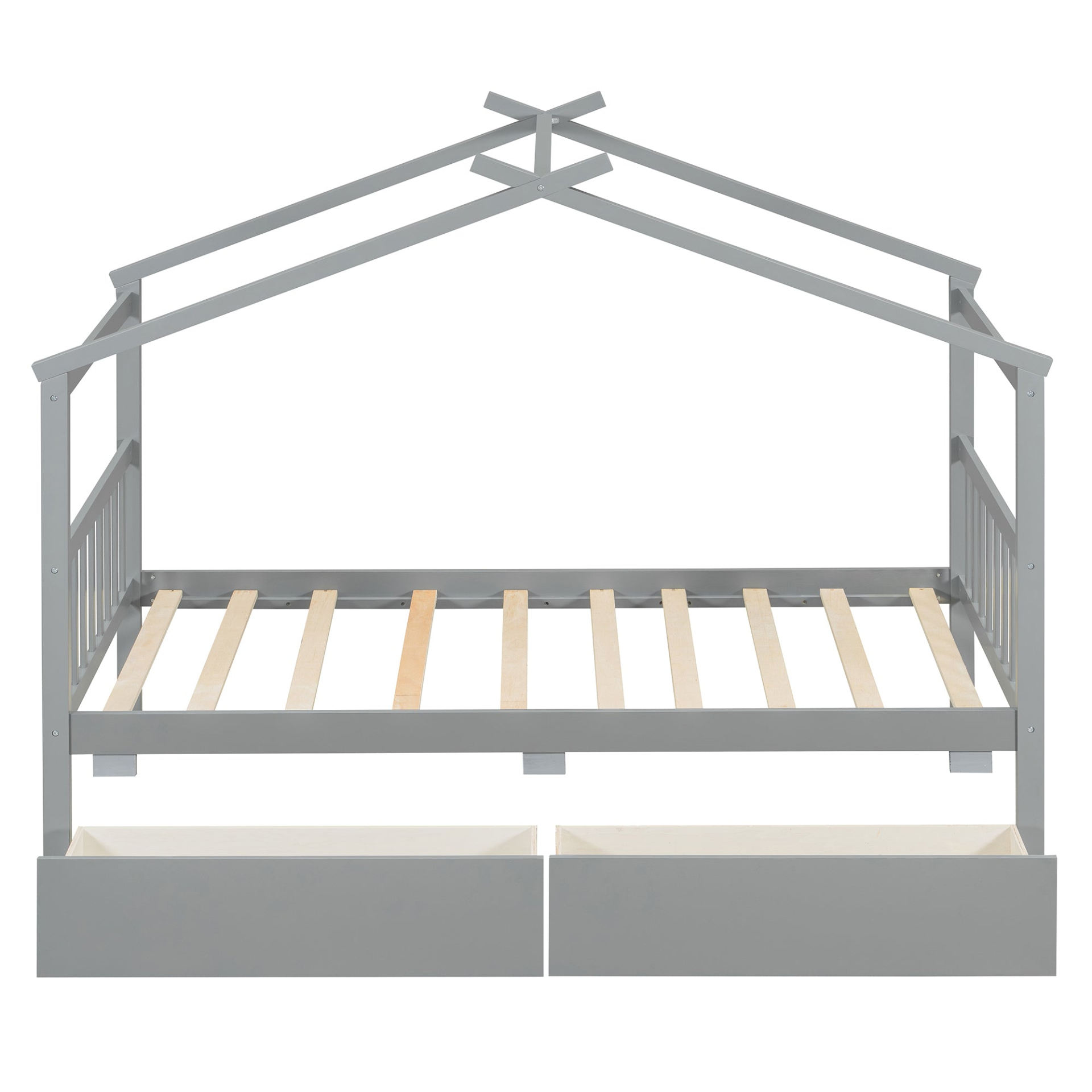 Start2Finish wooden house bed with built-in drawers for kids&