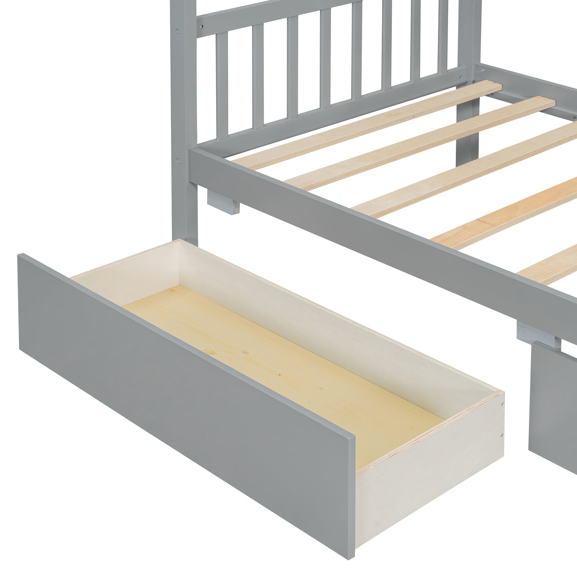 Start2Finish wooden house bed with built-in drawers for kids&