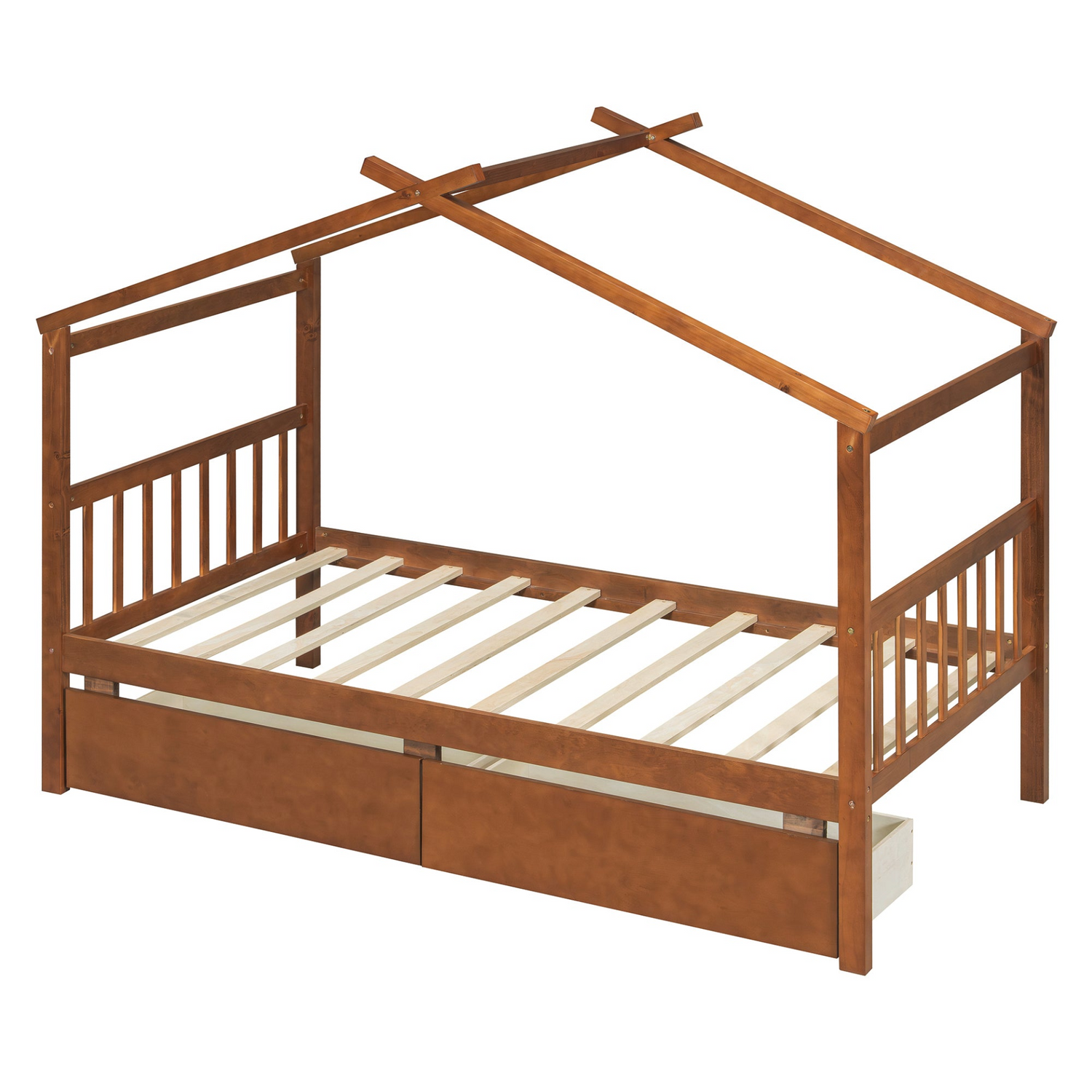 Start2Finish wooden house bed for kids with built-in drawers, solid construction and charming design for a kids&