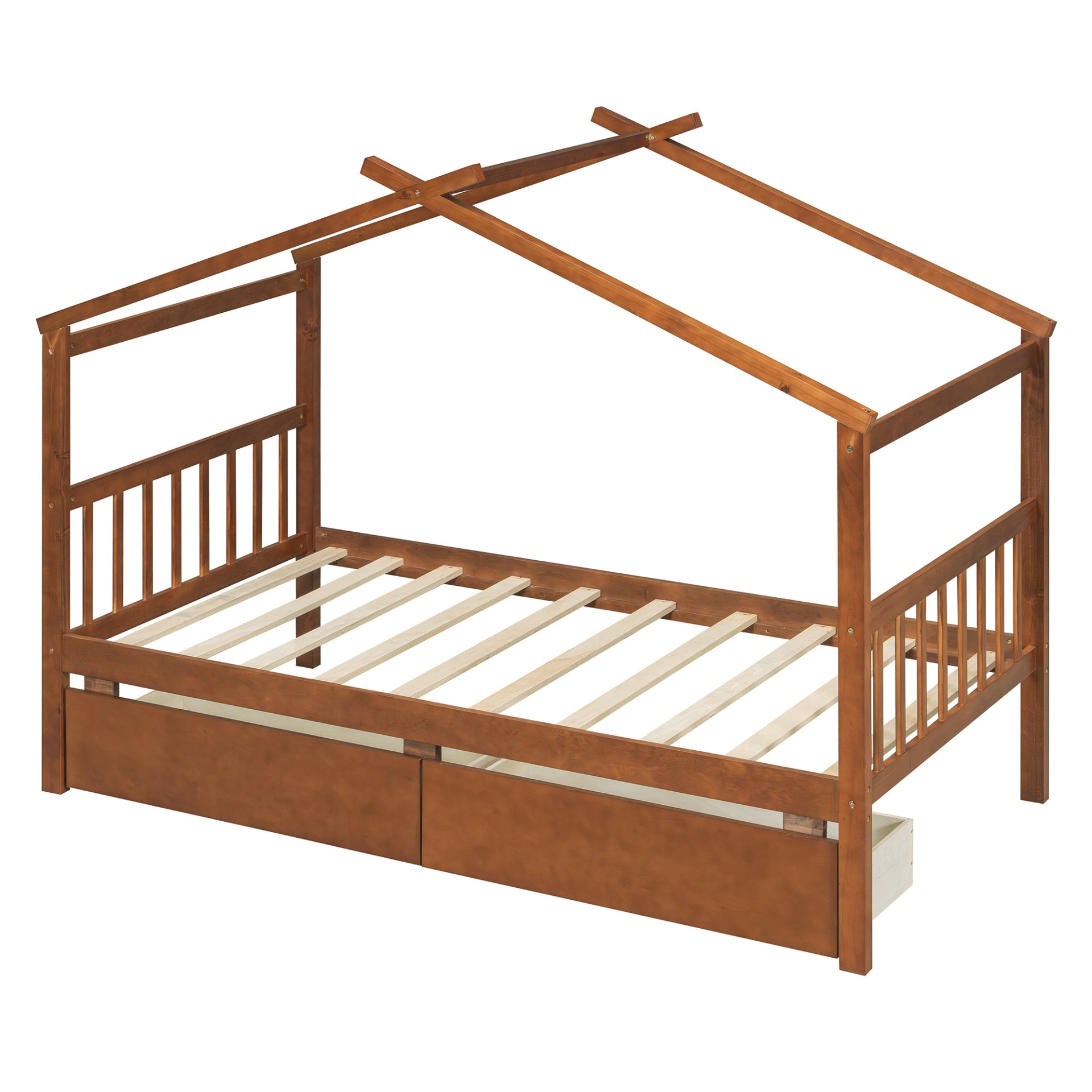 Start2Finish wooden house bed for kids with built-in drawers, solid construction and charming design for a kids&