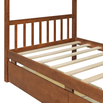 Start2Finish wooden house bed with built-in drawers for kids&