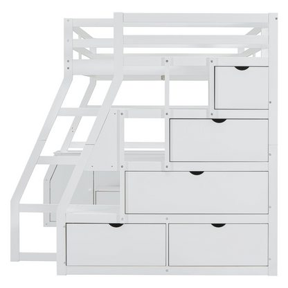 Start2Finish full size loft bed with built-in desk, 7 drawers, and 2 shelves, showcasing the bed&