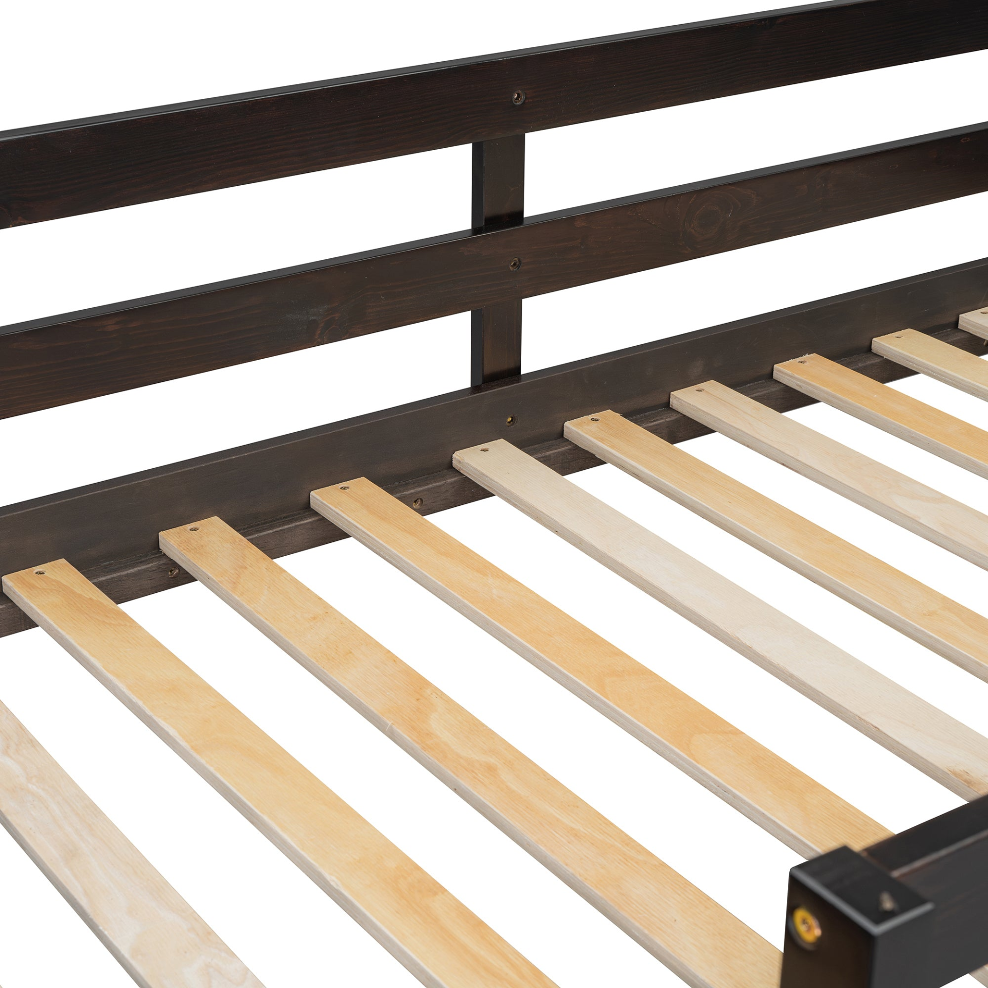 Start2Finish twin over twin bunk bed with solid wood frame, built-in 4 drawers and 3 shelves for storage and sleeping space.