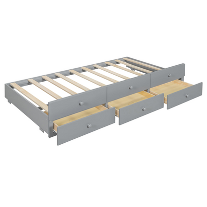 Start2Finish daybed with trundle and built-in storage drawers, featuring a modern design suitable for guest rooms and living spaces.