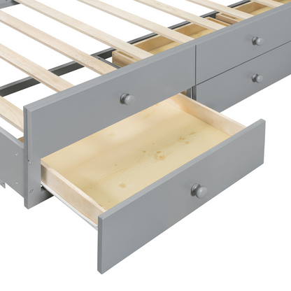 Start2Finish daybed with trundle and built-in storage drawers, featuring a modern wooden frame for guest rooms and living spaces.