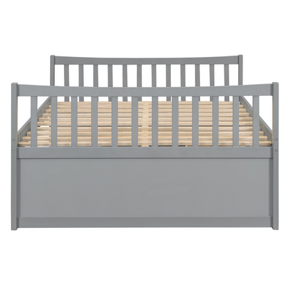 Start2Finish daybed with trundle and built-in storage drawers, ideal for guest rooms and living spaces, featuring a modern wooden design.