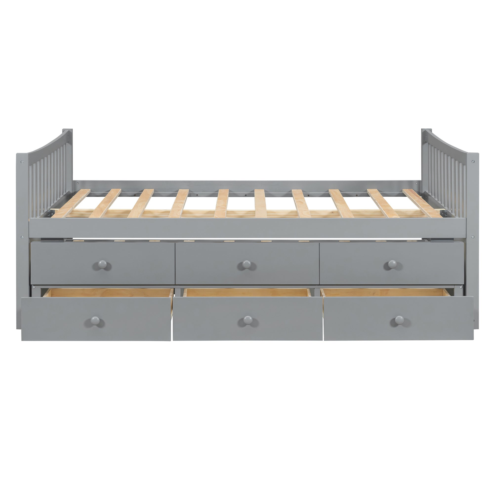 Start2Finish daybed with trundle and built-in storage drawers, ideal for guest rooms and living spaces, showcasing furniture details.
