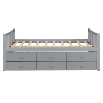 Start2Finish daybed with trundle and built-in storage drawers, ideal for guest rooms and living spaces, showcasing a modern furniture design.