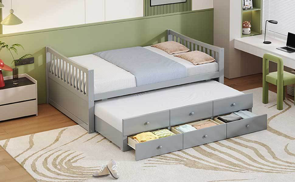 Start2Finish daybed with trundle and built-in storage drawers, ideal for guest rooms and living spaces.