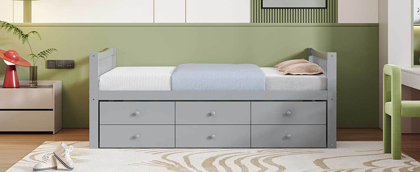 Start2Finish daybed with trundle and built-in storage drawers, ideal for guest rooms and living spaces, featuring a modern wood finish.