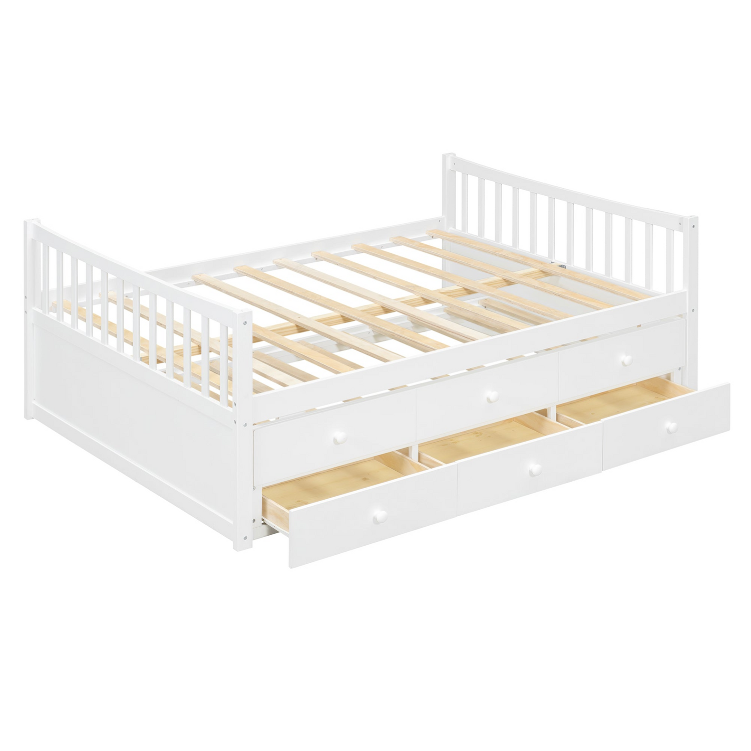 Start2Finish daybed with trundle and built-in storage drawers, ideal for guest rooms and living spaces, featuring a sturdy wooden frame.