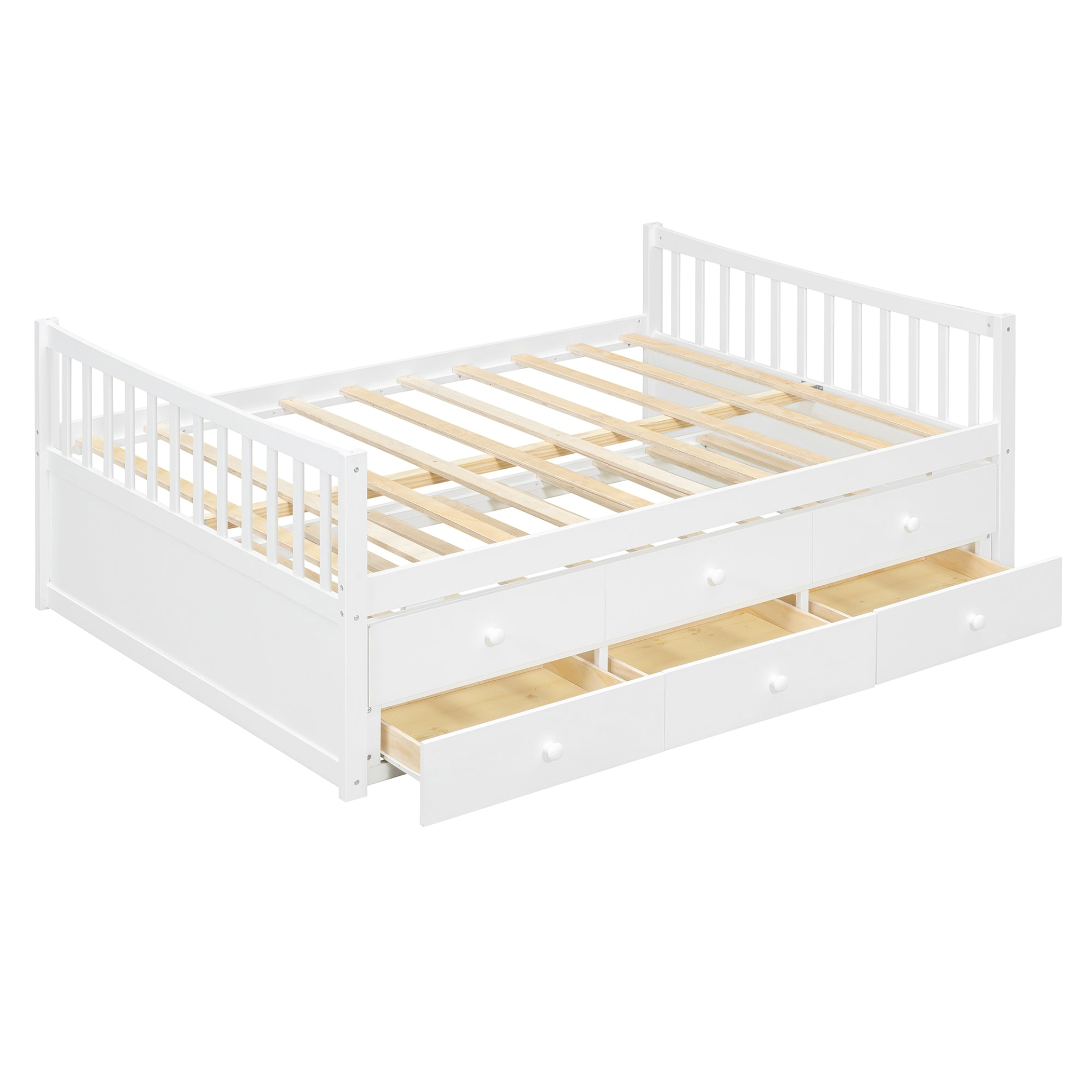 Start2Finish daybed with trundle and built-in storage drawers, ideal for guest rooms and living spaces, featuring a sturdy wooden frame.