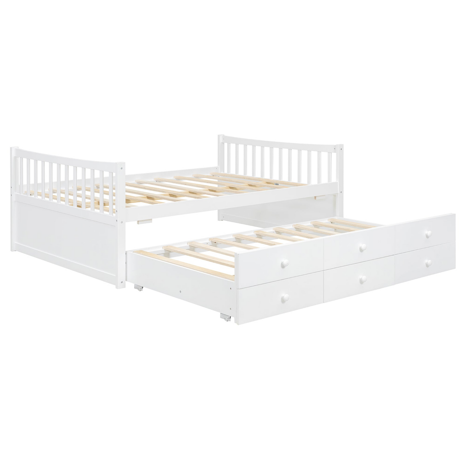 Start2Finish daybed with trundle and built-in storage drawers, ideal for guest rooms and living spaces, featuring a modern wooden design.