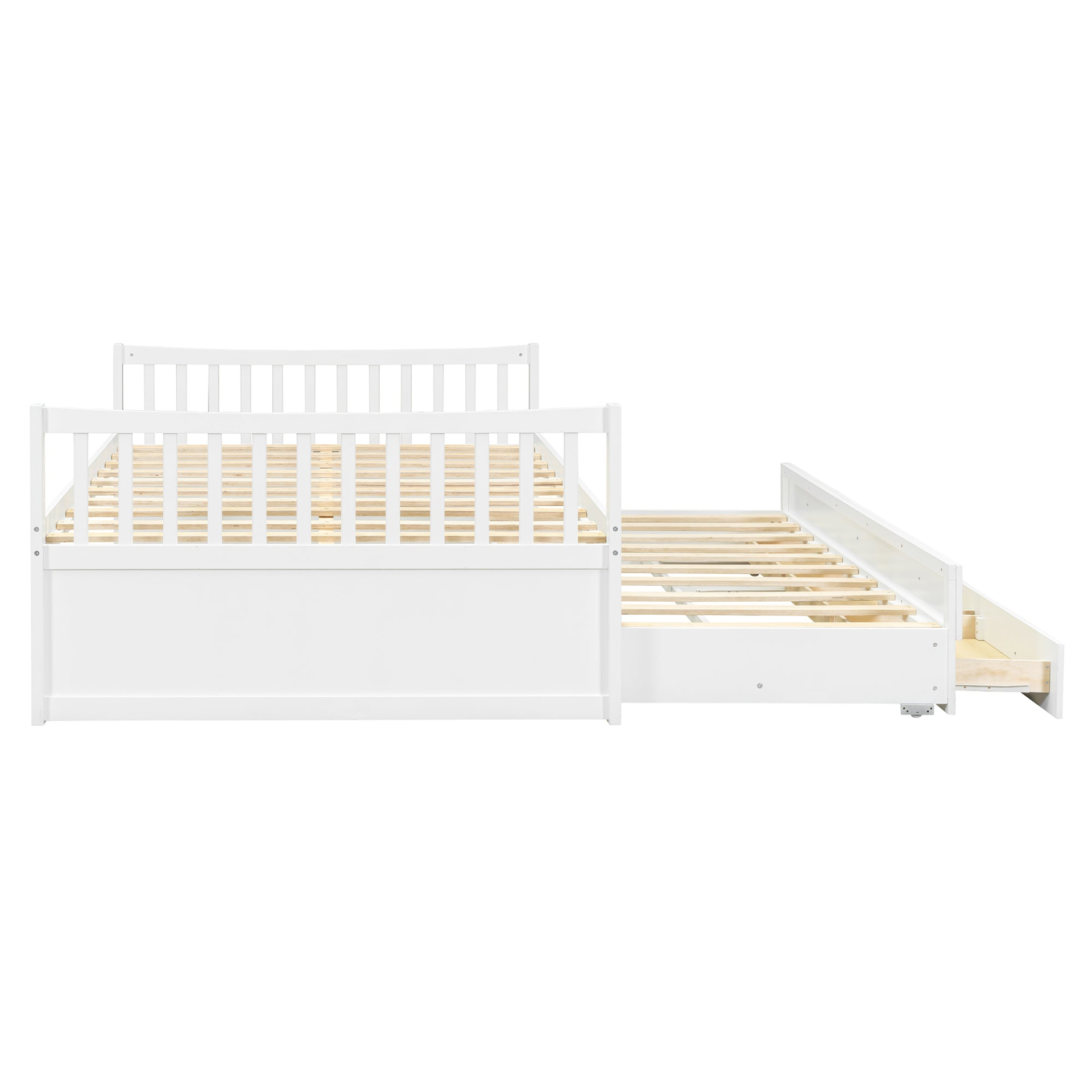 Start2Finish daybed with trundle and built-in storage drawers, featuring a wooden frame and cozy mattress for guest rooms.