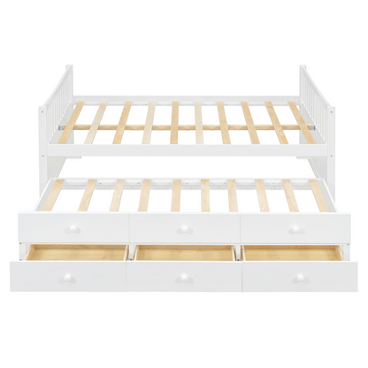 Start2Finish daybed with trundle and built-in storage drawers, ideal for guest rooms and living spaces.