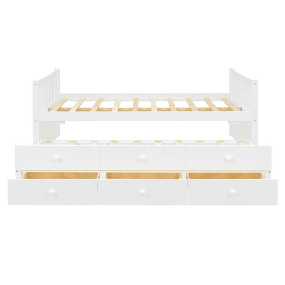 Start2Finish daybed with trundle and built-in storage drawers, ideal for guest rooms and living spaces.