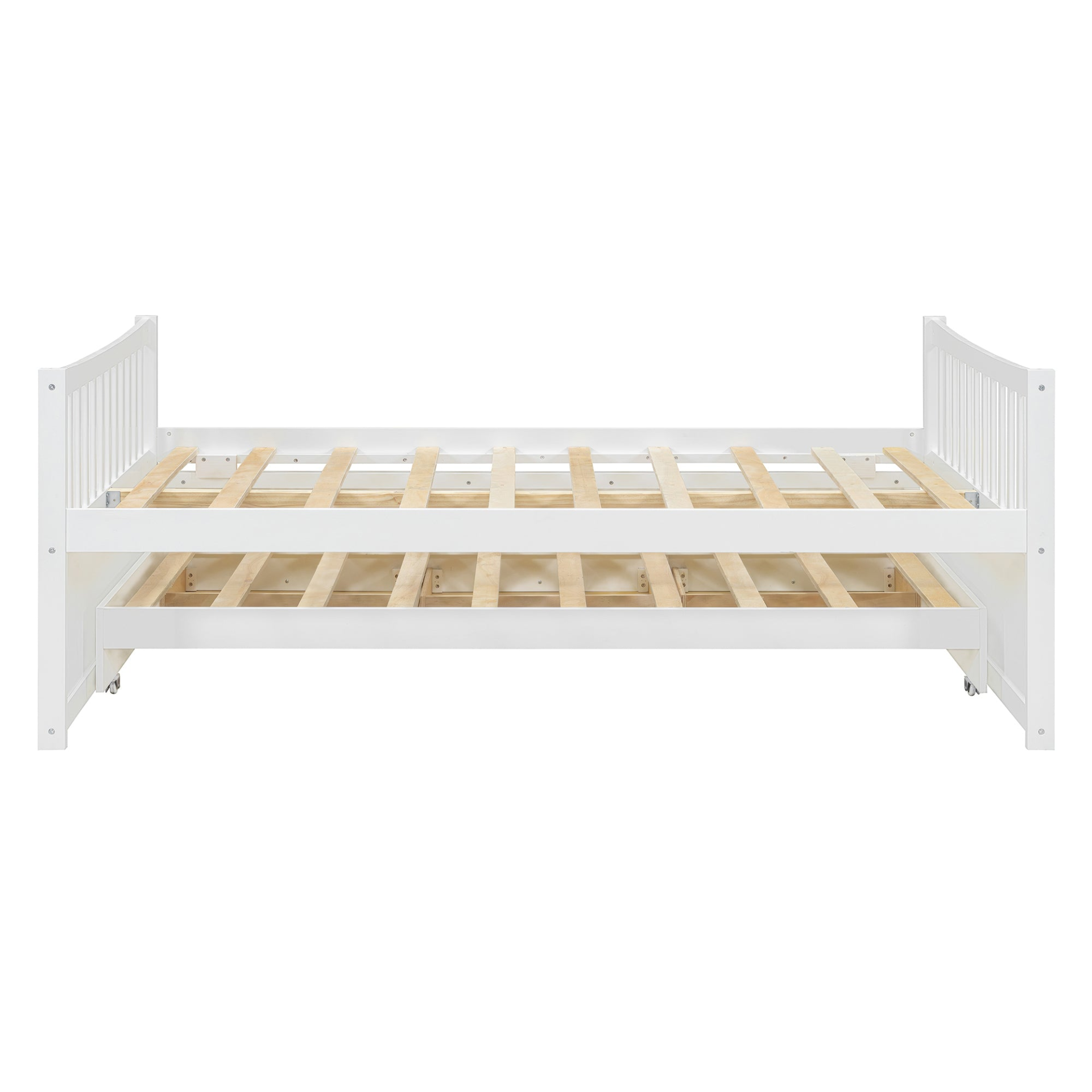 Start2Finish daybed with trundle and built-in storage drawers, ideal for guest rooms and living spaces, shown with bedding and cushions.